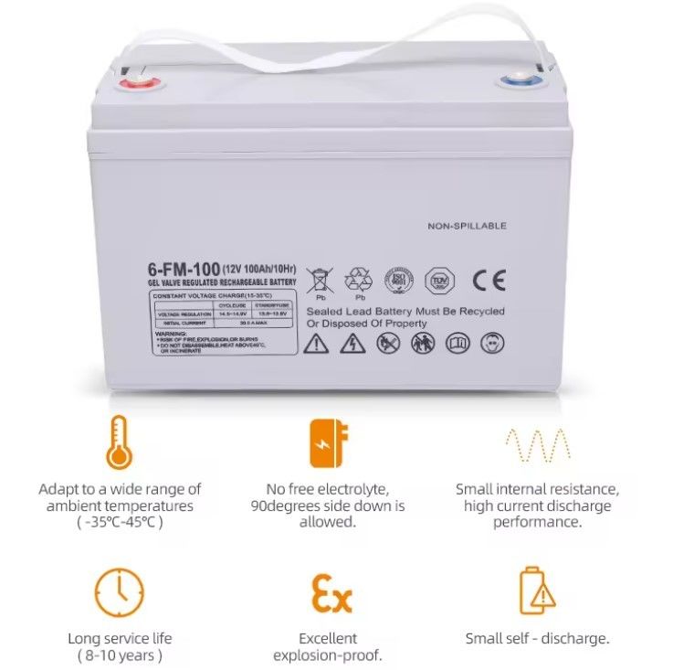 ディープサイクルのバルブ 調節式 再充電可能 65ah 75ah 85ah 100ah 150ah 200ah 12 ウォルト 12v ジェル 太陽光密封鉛酸電池